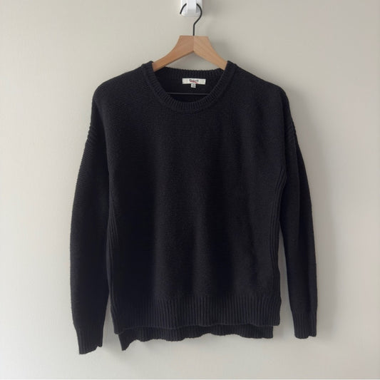 Madewell Tight Knit Pullover Sweater Cotton Blend Long Sleeve Crew Neck Black