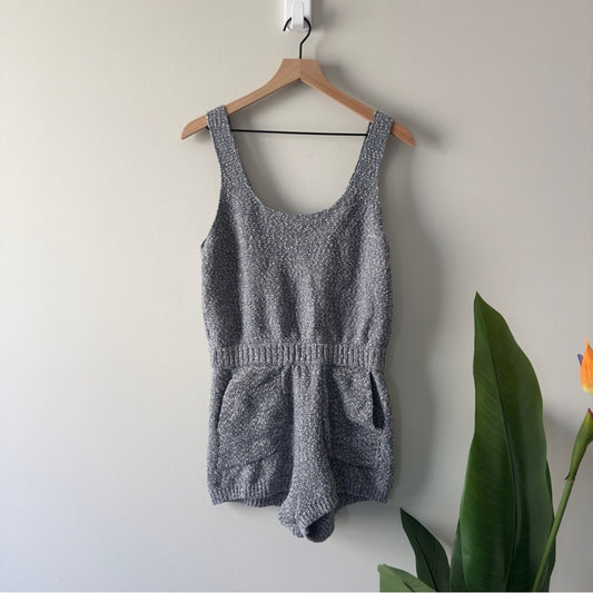 Free People FB Beach Knit Romper cream 100% cotton Declan pockets sleeveless M