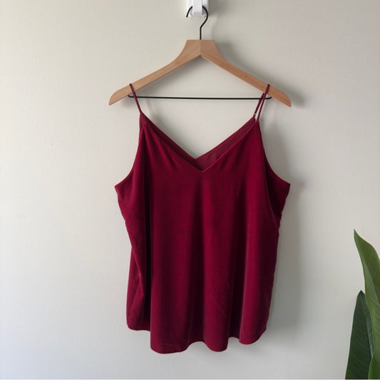 Express Deep Red Velvet Camisole V-neck adjustable spaghetti strap tank top cami