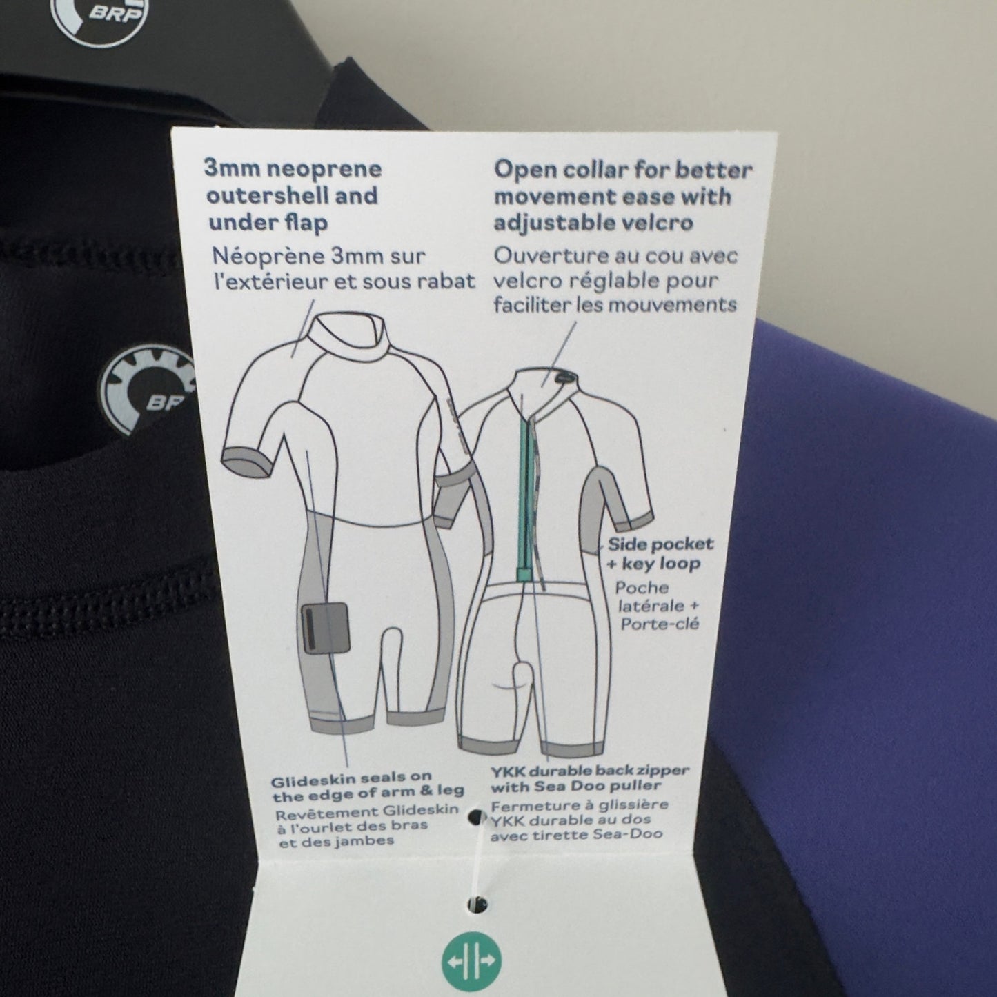 Sea-Doo Neoprene 3mm Exotic Shorty Wetsuit Element Proof Stretch Side Pocket NWT