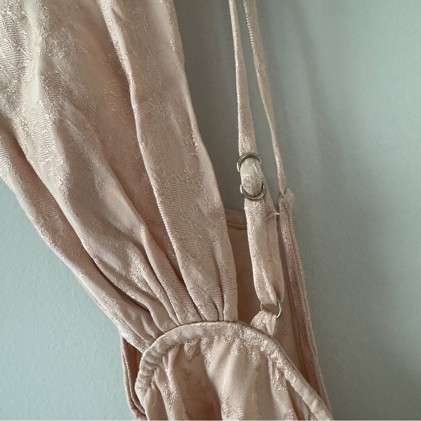 Lovers + Friends Revolve Asymmetric Satin Top floral zipper side coquette pink S