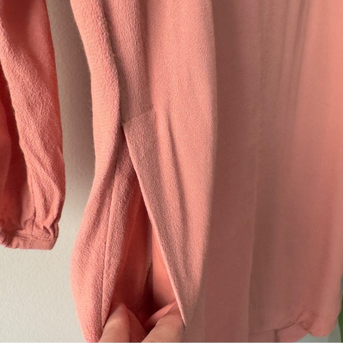 Madewell Pink Long Sleeve Shift Dress Knee Length Solid Preppy Crepe