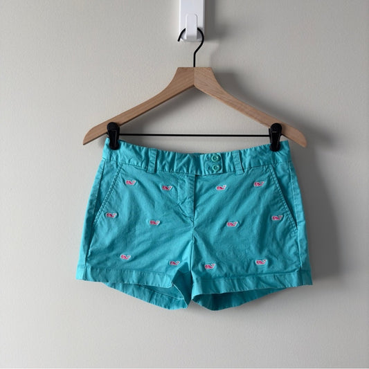 Vineyard Vines Embroidered Whale Shorts Double Button Zip Cotton Stretch pockets