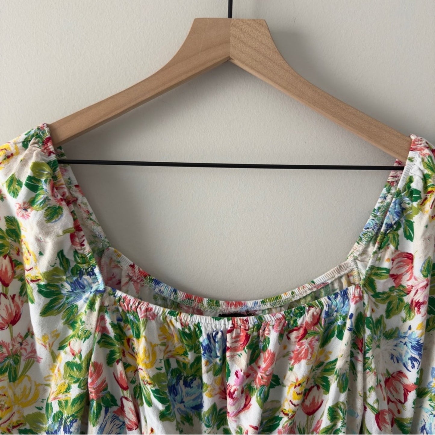 AFRM Revolve Sophie Smocked Top Floral Long Sleeve Square Neck Colorful Spring S