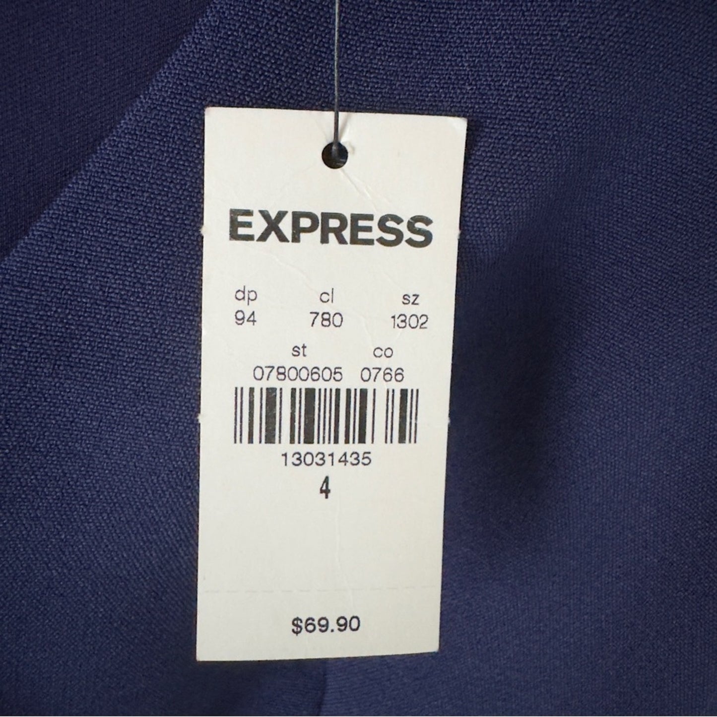 Express Blue asymmetric Ruffled hem Sheath Dress zip up back sleeveless V-neck 4