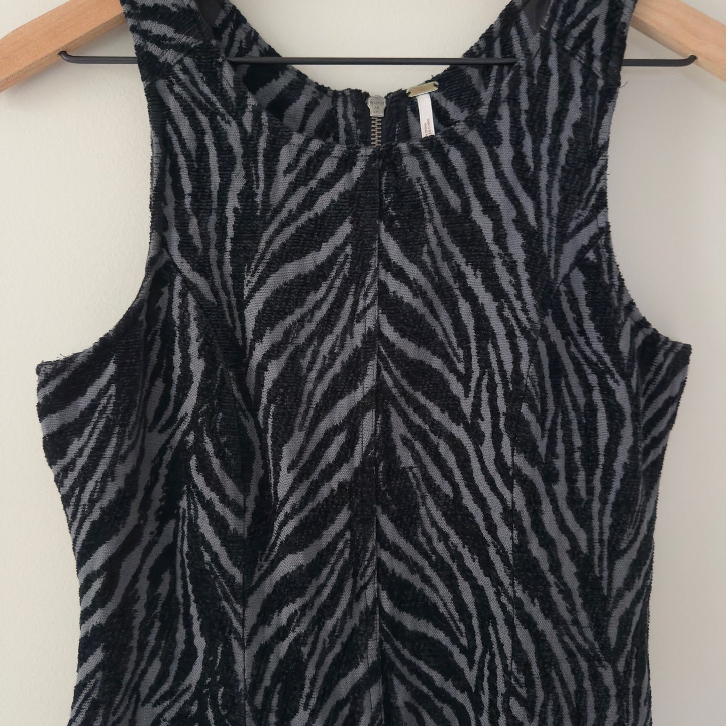 Free People Soft Chenille Zebra Stripe Mini Dress Sleeveless Zip Up Zipper Back