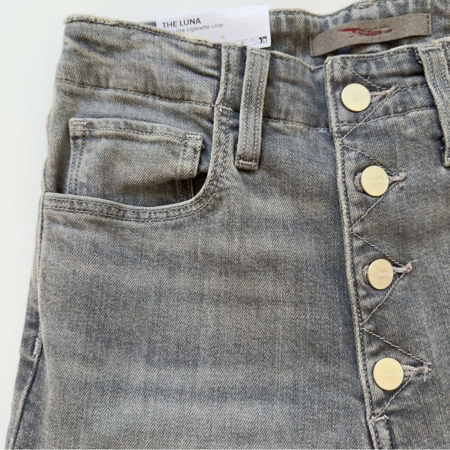 Joe’s The Luna High Rise Cigarette Crop Jeans Gray button fly skinny pockets NWT