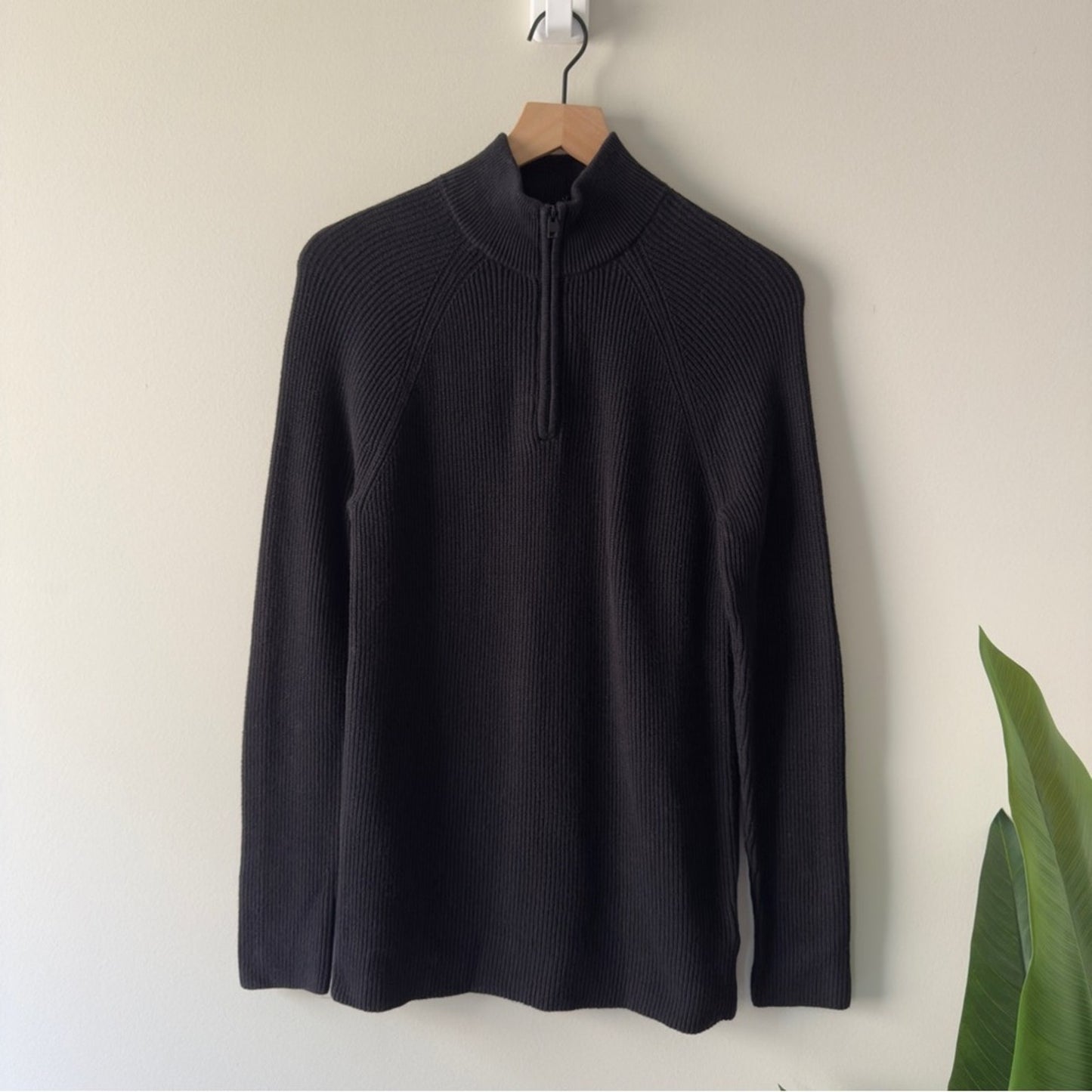 Express Black Half-Zip Turtleneck Sweater ribbed long sleeve classic fall winter