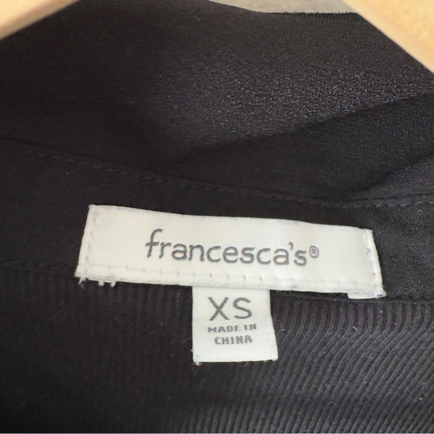 Francesca's Black Beaded Embellished Collar Bodysuit Long Sleeve Collared Ribbed