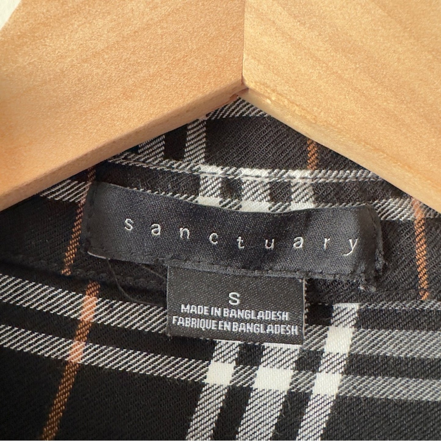 Sanctuary Anthropologie Plaid Button Down Shirt collared roll tab sleeve pockets