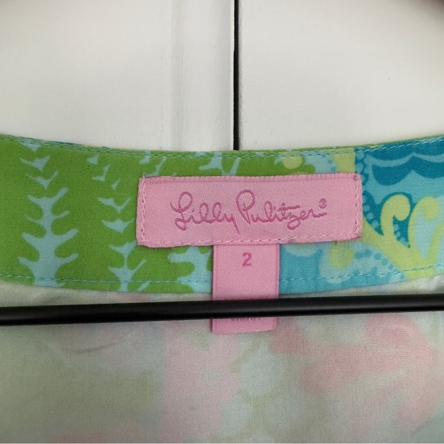 Lilly Pulitzer 100% Silk Mini Dress Beach Floral Lizard Print Preppy 3/4 Sleeve