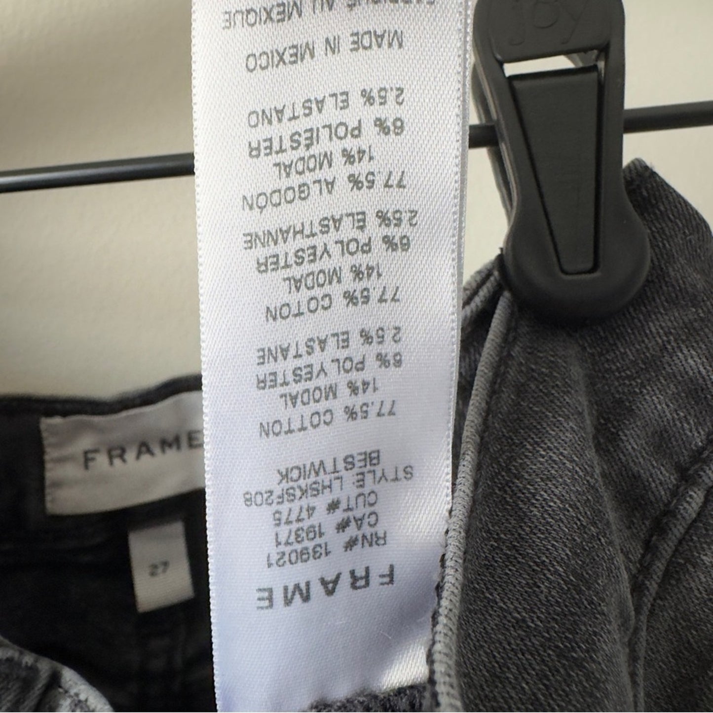 Frame Le High Skinny Jeans Button Fly Denim High Rise Gray Stretch cotton pocket