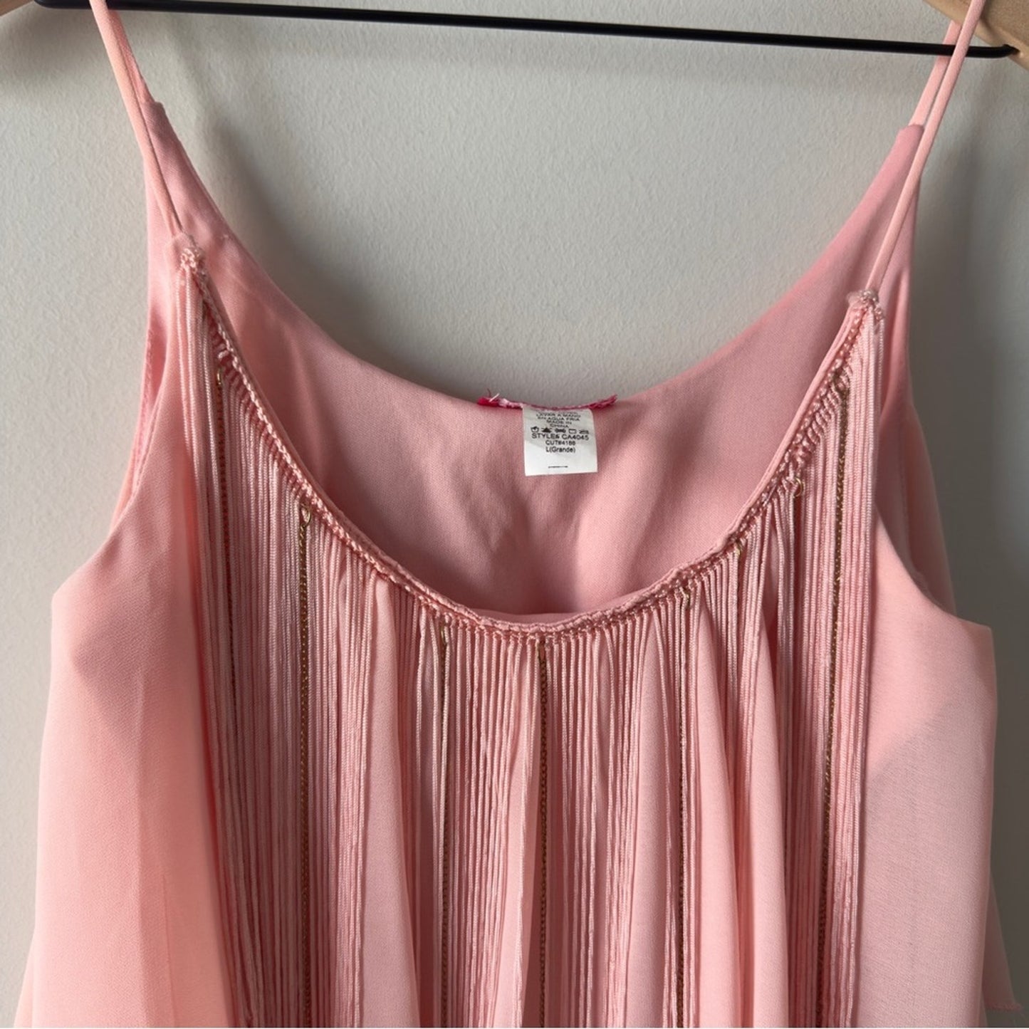 Vintage Y2K Body Central Pink Layered Fringe Camisole Tank Top Spaghetti Strap