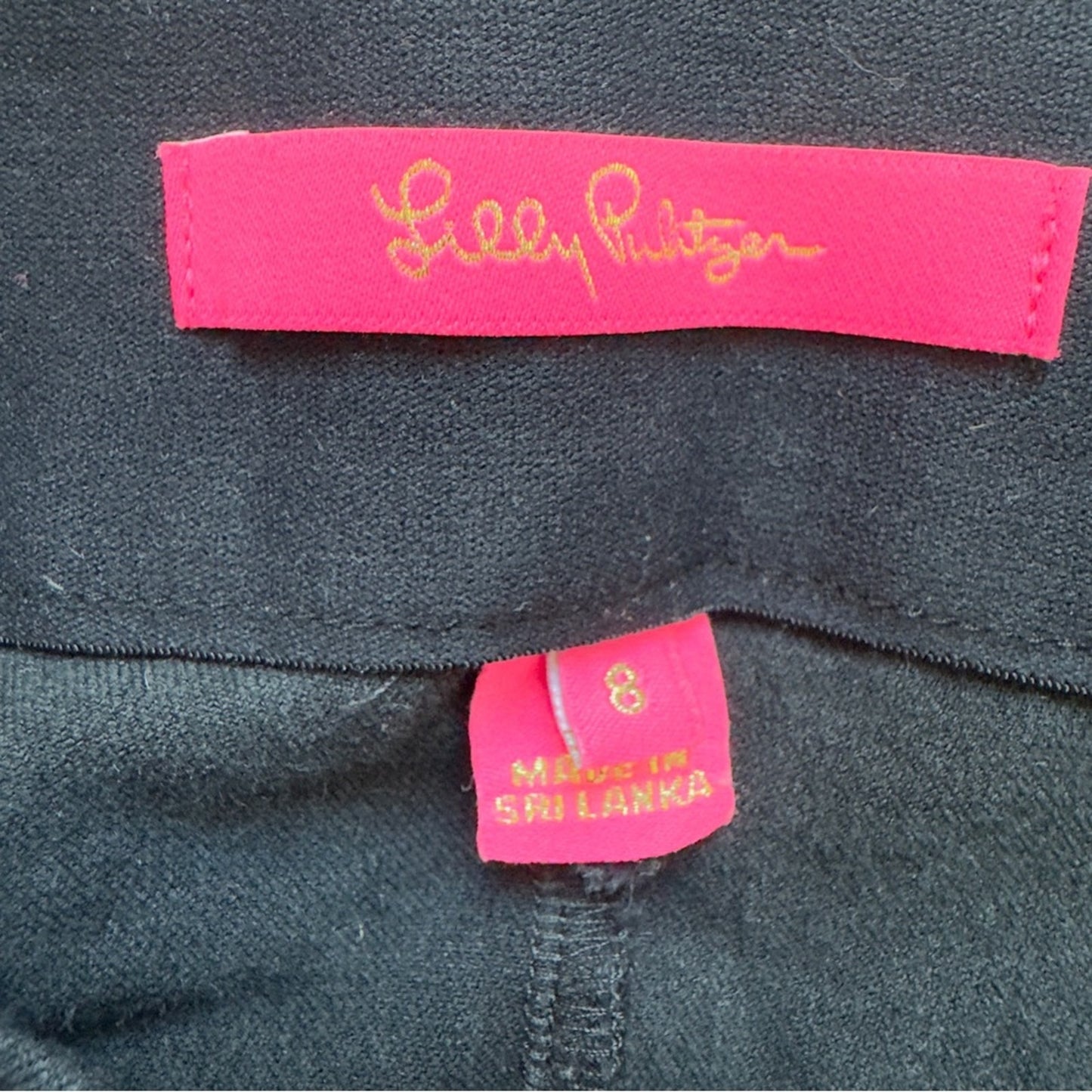 Lilly Pulitzer Cotton Blend Stretch Solid Black Ankle Cropped Tailored Pants EUC