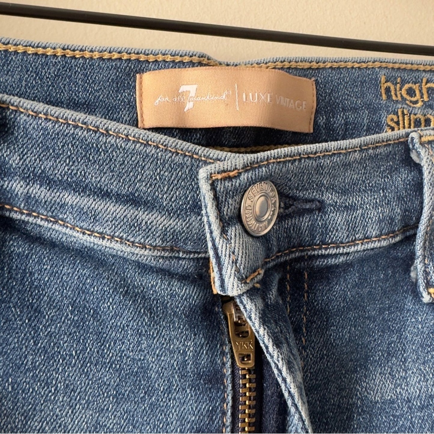 7 For All Mankind High Waist Slim Kick Jeans Dark Blue Wash Flare Jean denim EUC