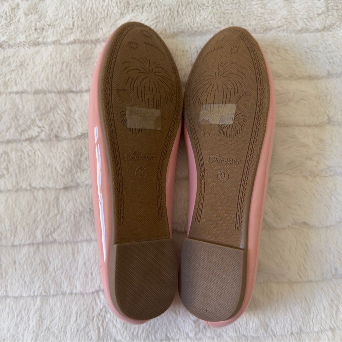Forever Blush Flats with Rhinestone Pom Poms Ballet Y2K Girly Princess Regina 9