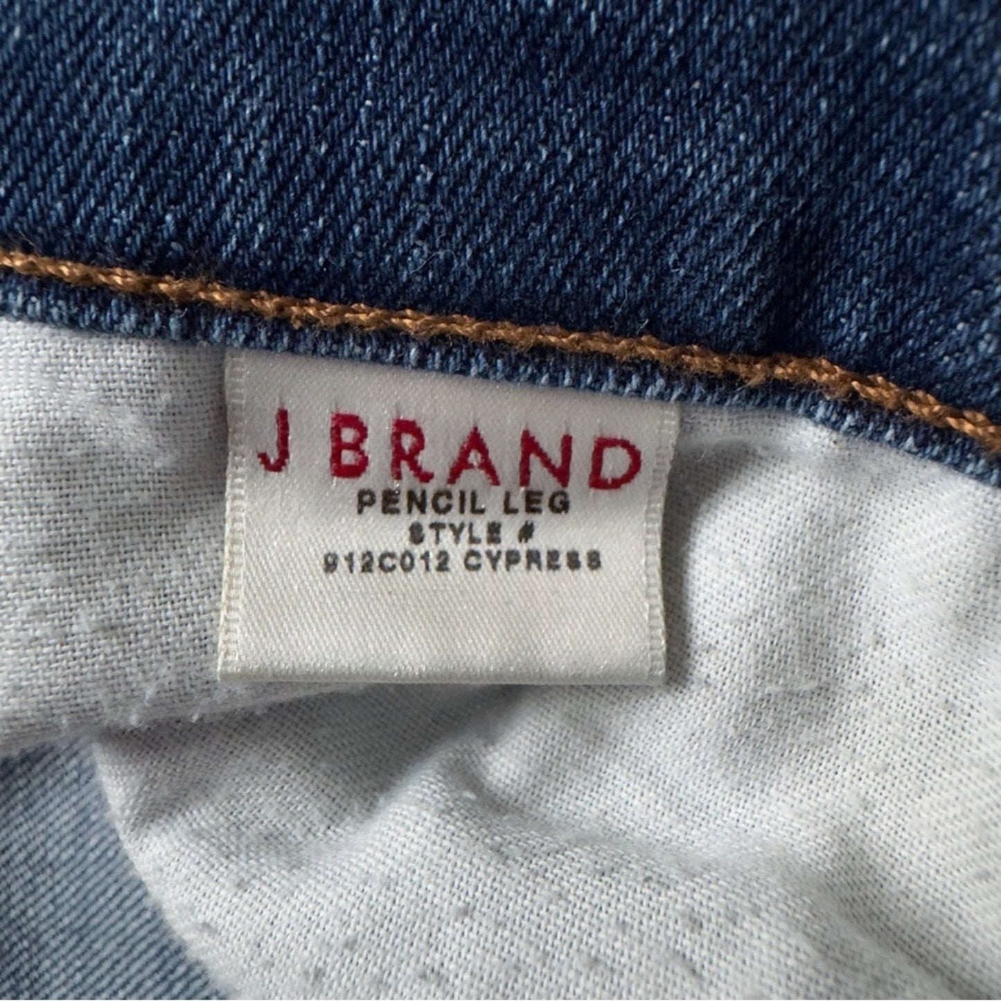 J Brand Pencil Leg Blue Jeans pockets zip button low rise distressed belt loops