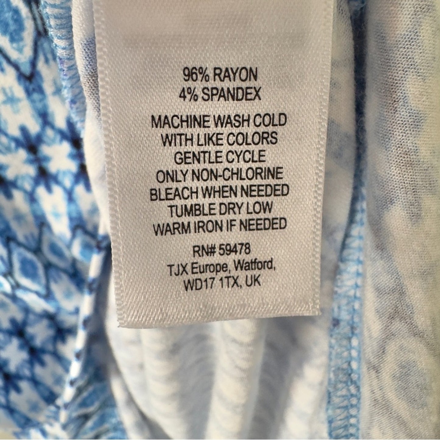 Dakini Blue White Patterned Babydoll Dress Mini Knee Length Built-in Bra Strappy