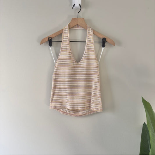 American Eagle Outfitters Striped Halter Tank Top Cropped Sleeveless Y2K Crop Ln