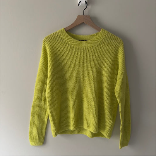 Madewell Alpaca Blend Neon Green Yellow Women's Sweater crew neck long sleeve S