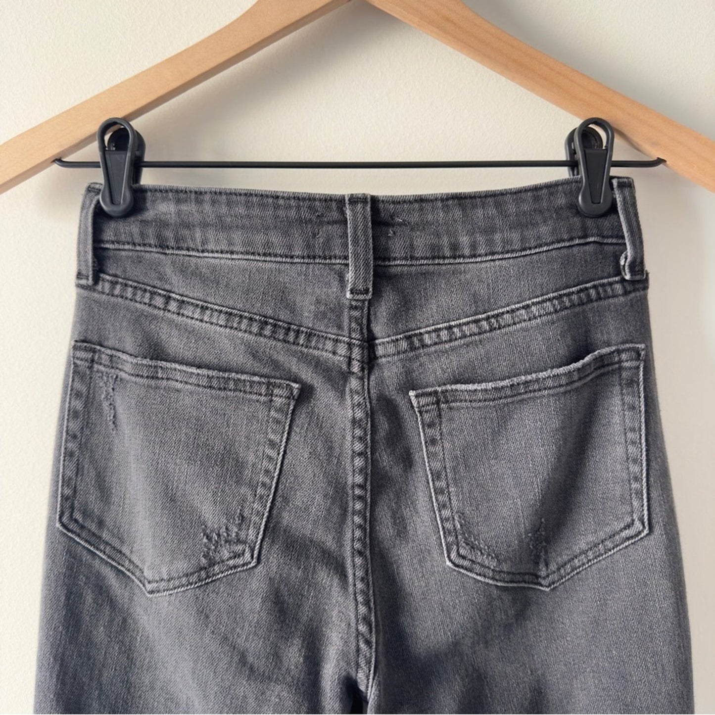 L’Agence Distressed High-Rise Dark Gray Jeans Ripped Destroyed Made in USA zip