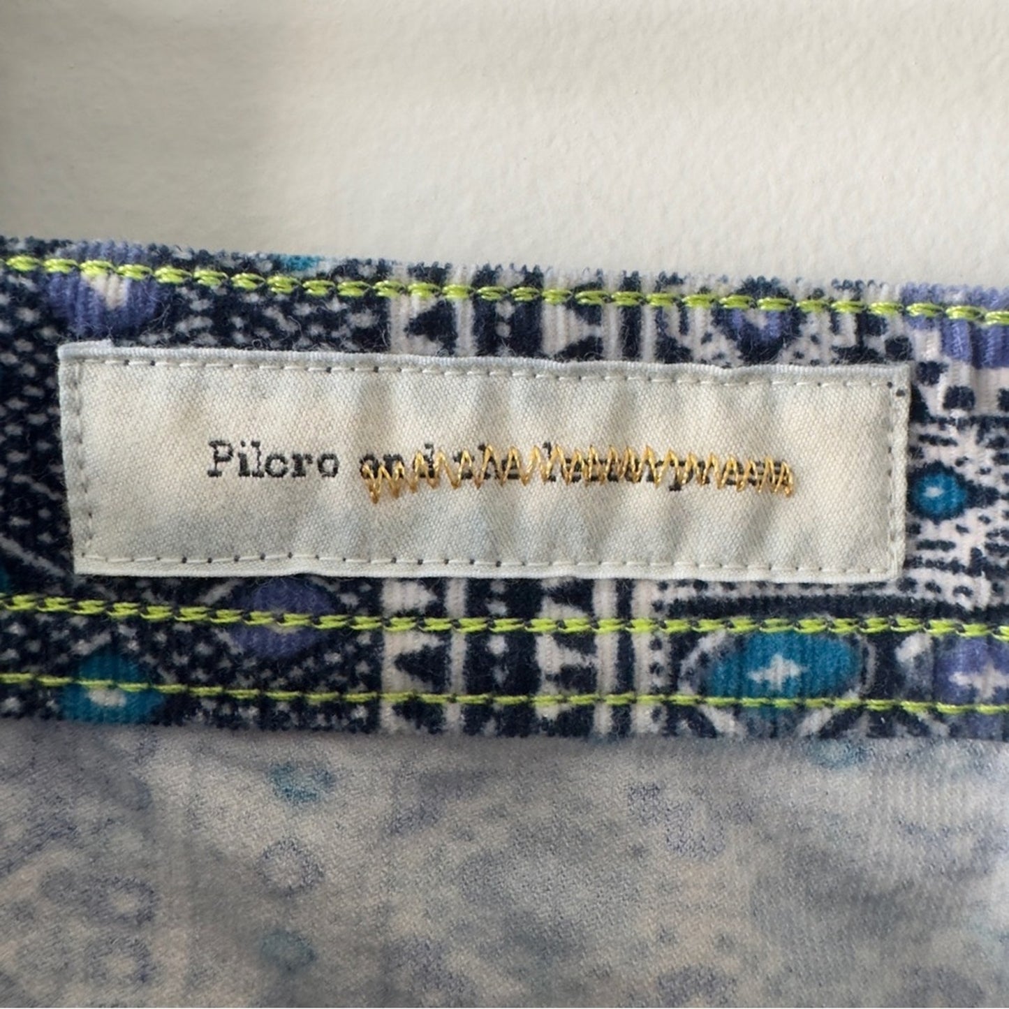 Pilcro and the Letterpress Anthropologie Blue Patterned Patchwork Corduroy Pants
