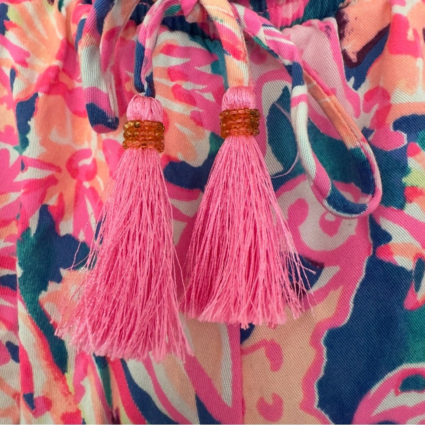 Lilly Pulitzer Underwater Print Jogger Pants Tassel Tie Adjustable Waist Preppy