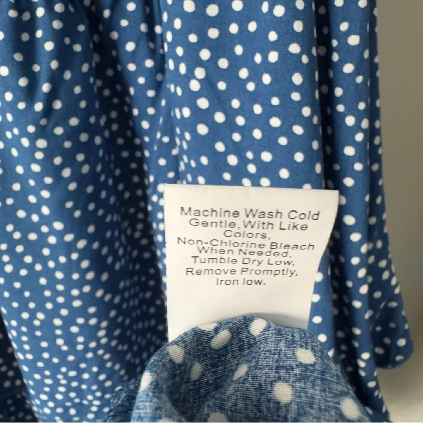 NWT Vernacular Off the Shoulder Blue White Polka Dot Dress Tiered Romantic Midi