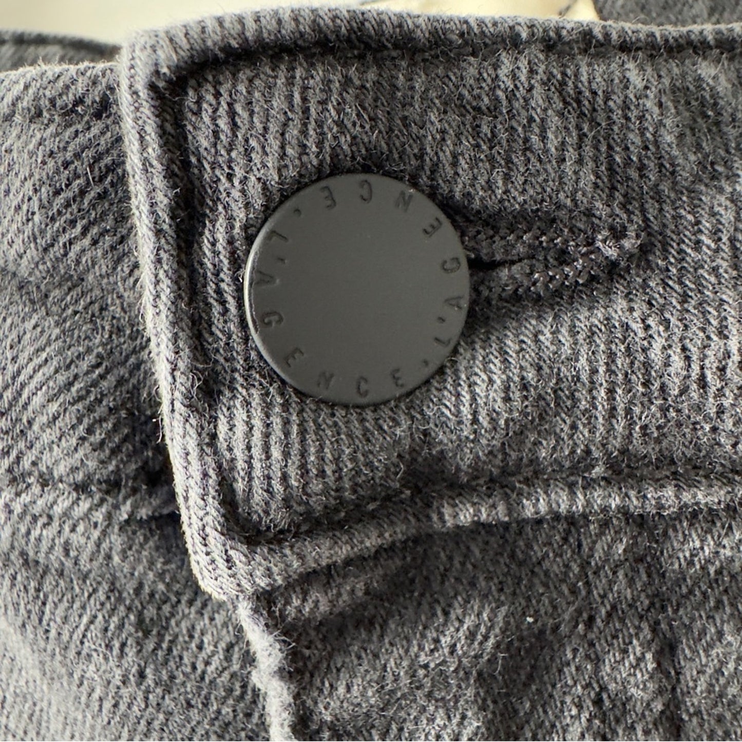 L’Agence Distressed High-Rise Dark Gray Jeans Ripped Destroyed Made in USA zip