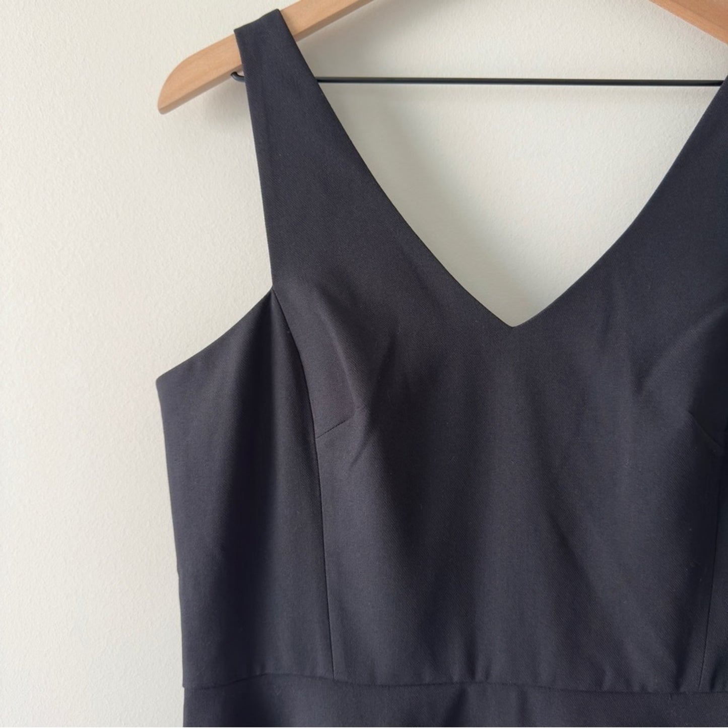 LOFT Black A-Line Mini Dress V-Neck Sleeveless Solid Minimalist Business Casual