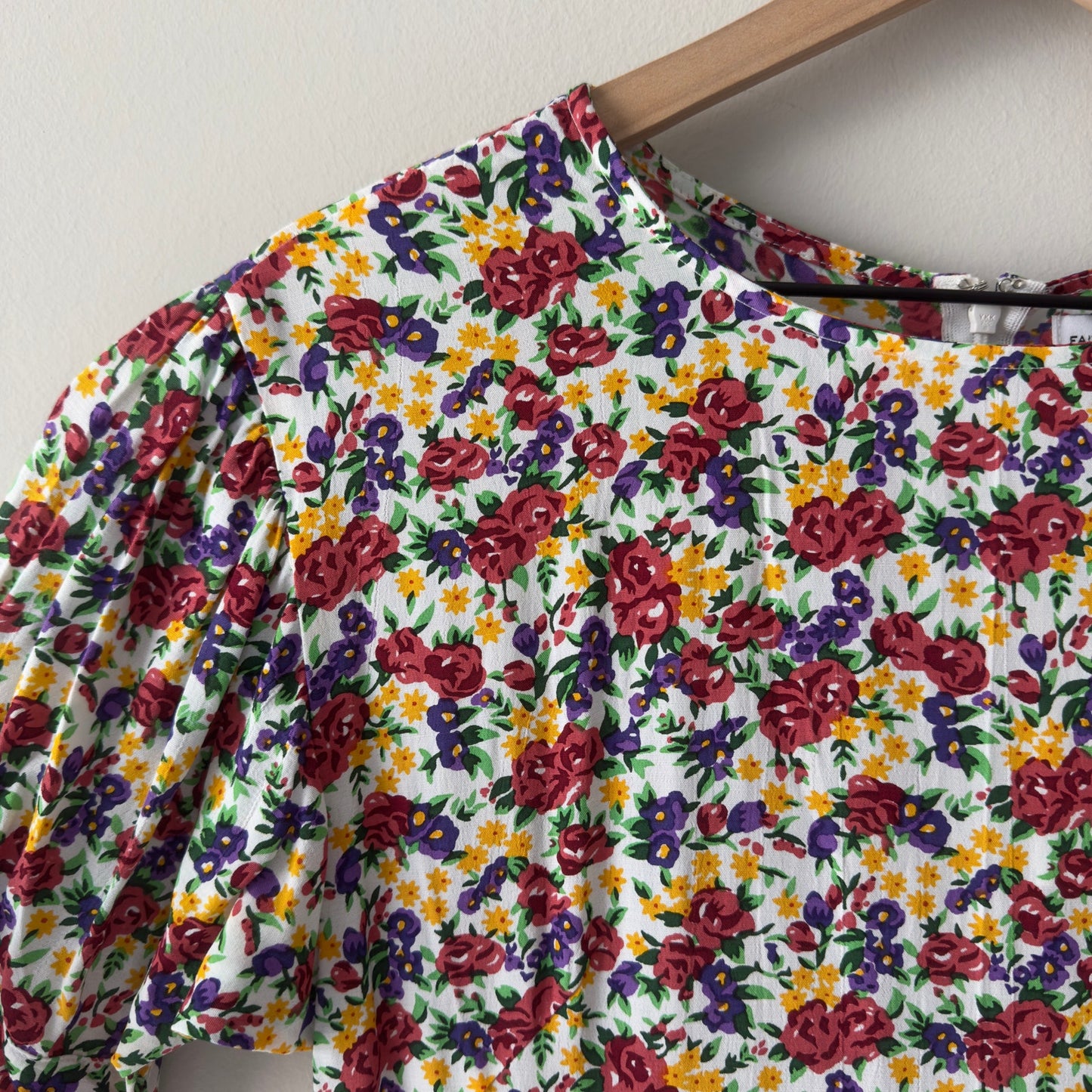 Faithfull the Brand Emilia Midi Dress in Lumina Floral Print grandmacore ruffle