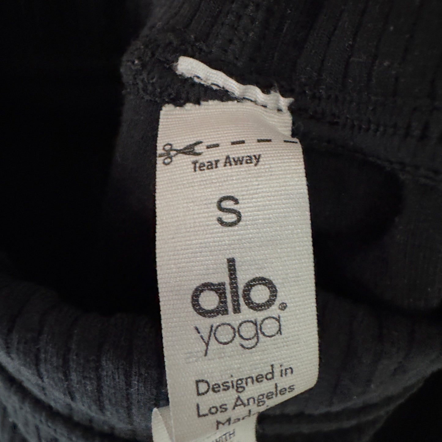 Alo Yoga Ribbed Leggings Black Stretch solid athletic Athleisure activewear EUC