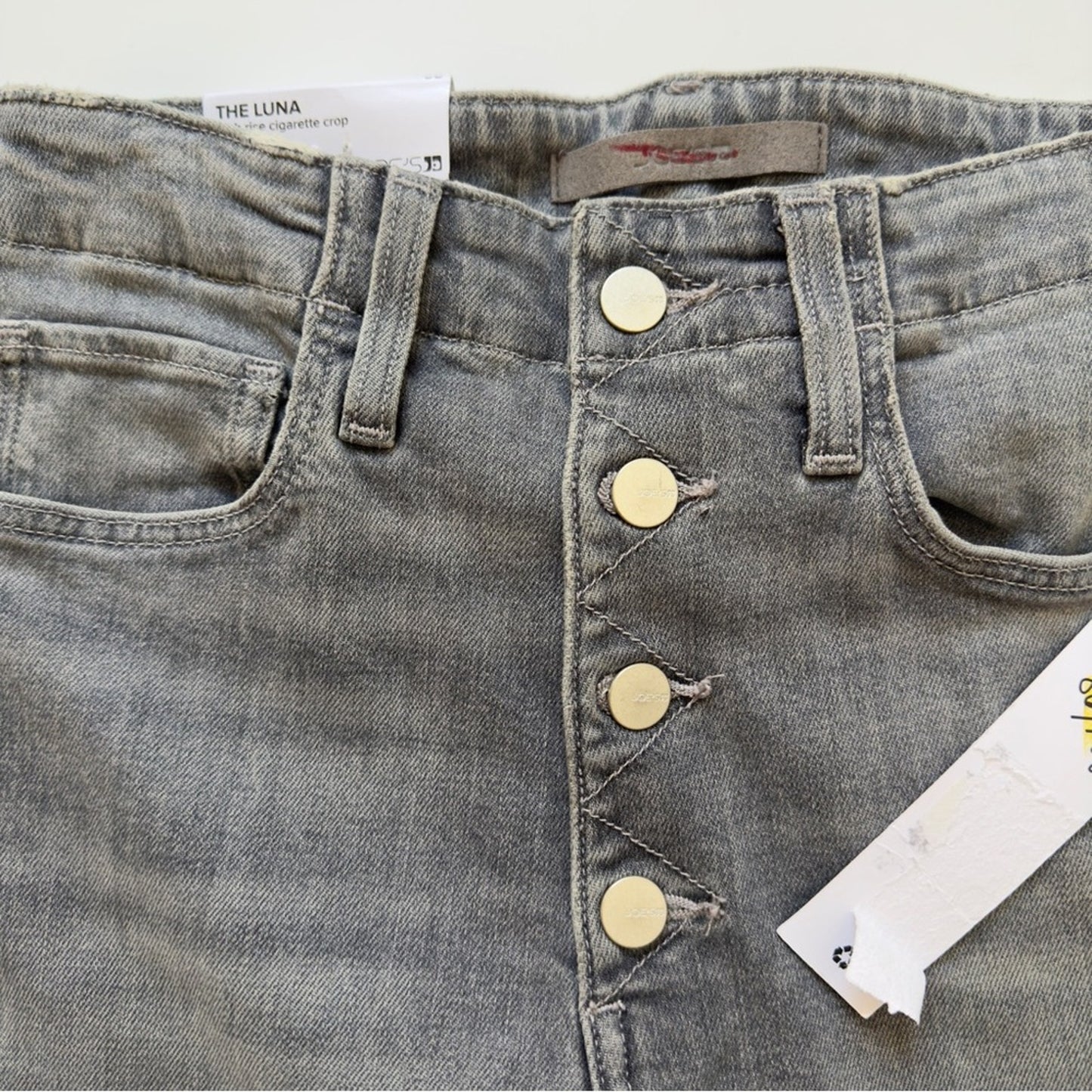 Joe’s The Luna High Rise Cigarette Crop Jeans Gray button fly skinny pockets NWT