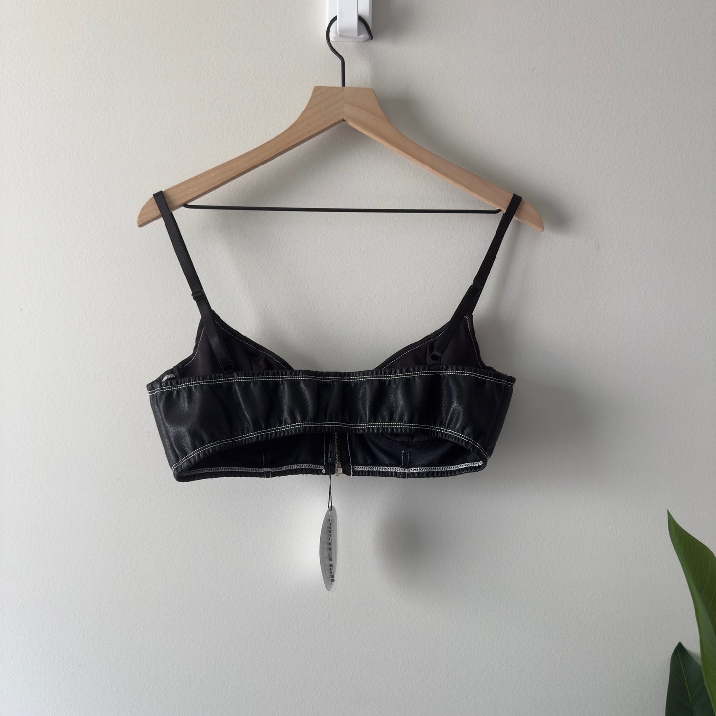 Dolls Kill Poster Grl Call the Shots Zip Bralette Vegan Leather Spaghetti Straps