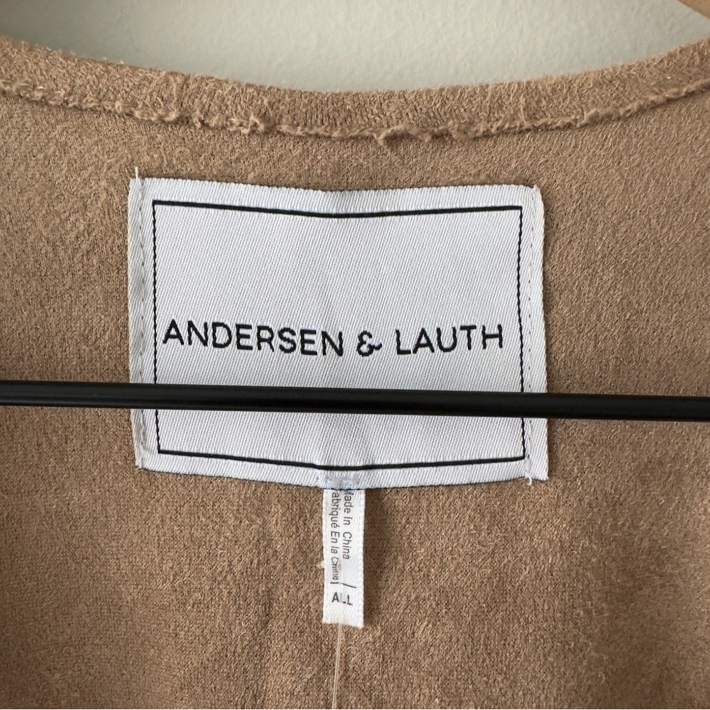 Anthropologie Andersen & Lauth Faux Suede Poncho Tan Open Front with Fringe hem
