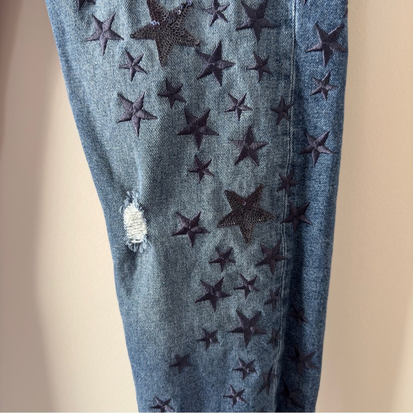Pilcro and the Letterpress Anthropologie Sequin Embroidered Star-Patterned Jeans