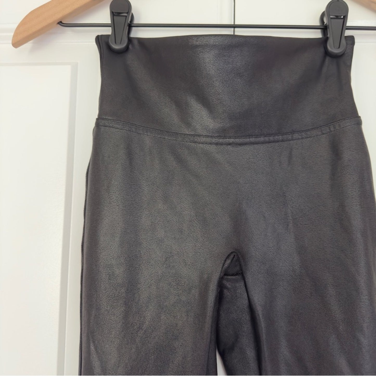 Spanx High Rise Faux Leather Athletic Leggings Stretch Spandex Skinny Athleisure