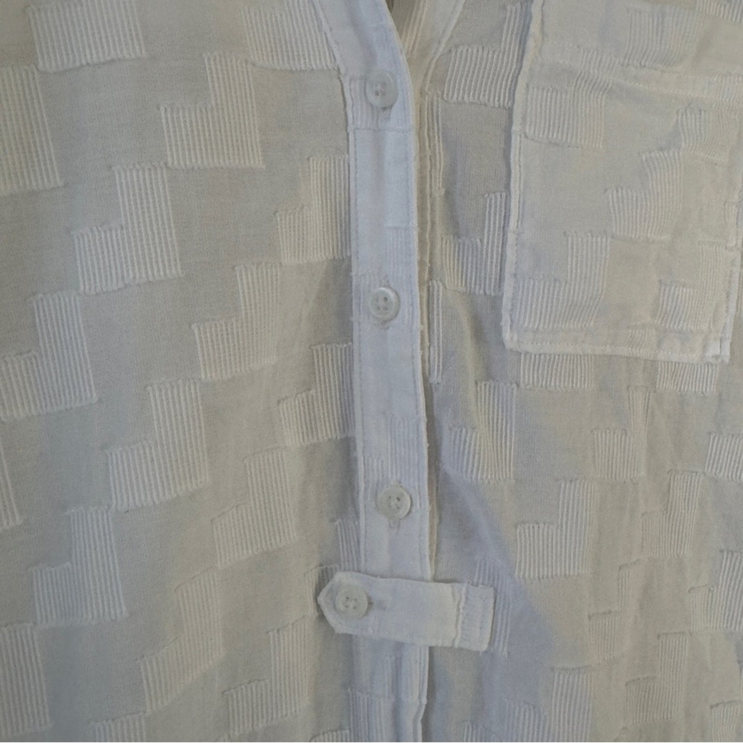 Anthropologie Maeve Roberta Textured Henley Tunic Top White Button-Up Shirt long