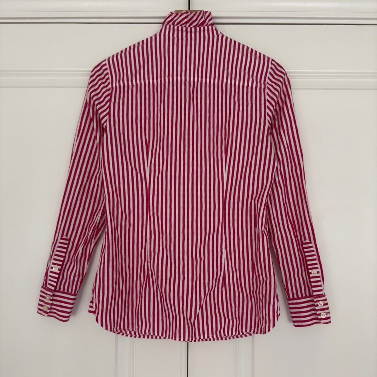 Vineyard Vines 100% Cotton Striped Ruffle Neck Button Down Top Long Sleeve 4