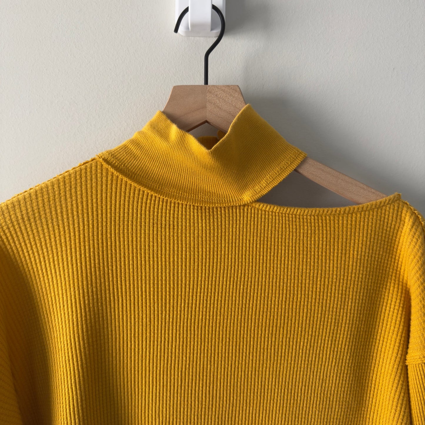 Free People We the Free 100% Cotton Just For You Top Long Sleeve Waffle Knit EUC