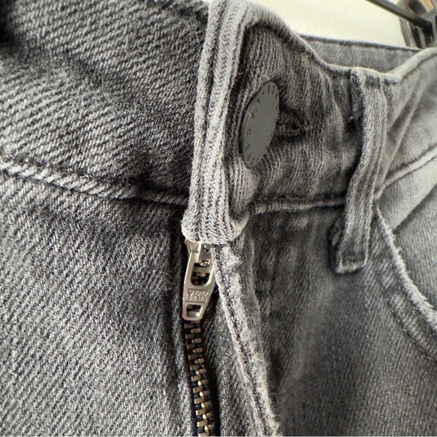 L’Agence Distressed High-Rise Dark Gray Jeans Ripped Destroyed Made in USA zip