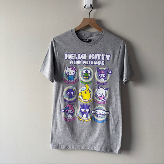 Hello Kitty and Friends Grey Graphic T-Shirt Cotton Blend Short Sleeve Casual S