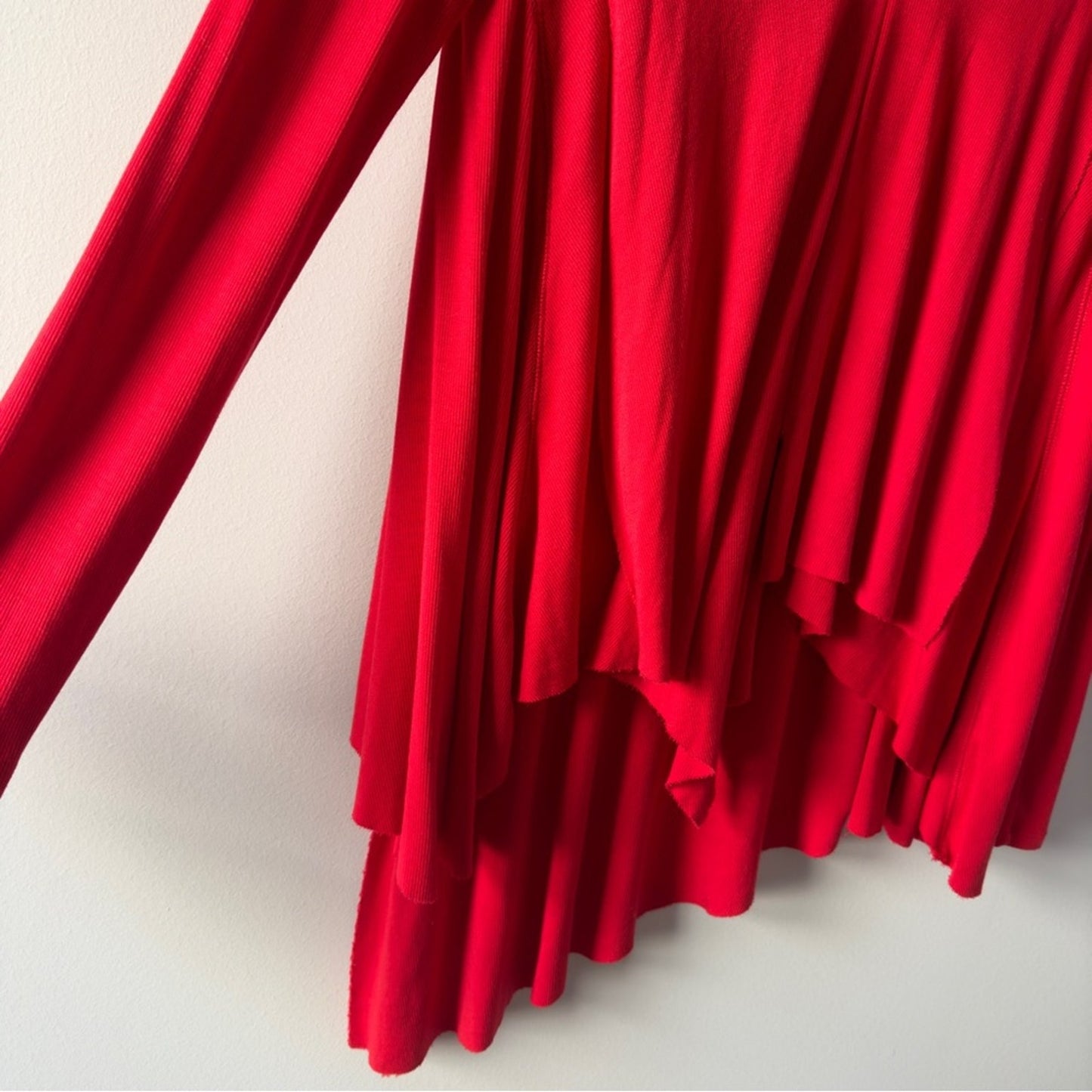 Free People Uptown Turtleneck Sweater Top Red choker cutout asymmetric hem tunic