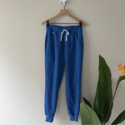 Figs Scrub Pants Vibrant Blue Jogger Medical Elastic Waistband stretch scrubs S