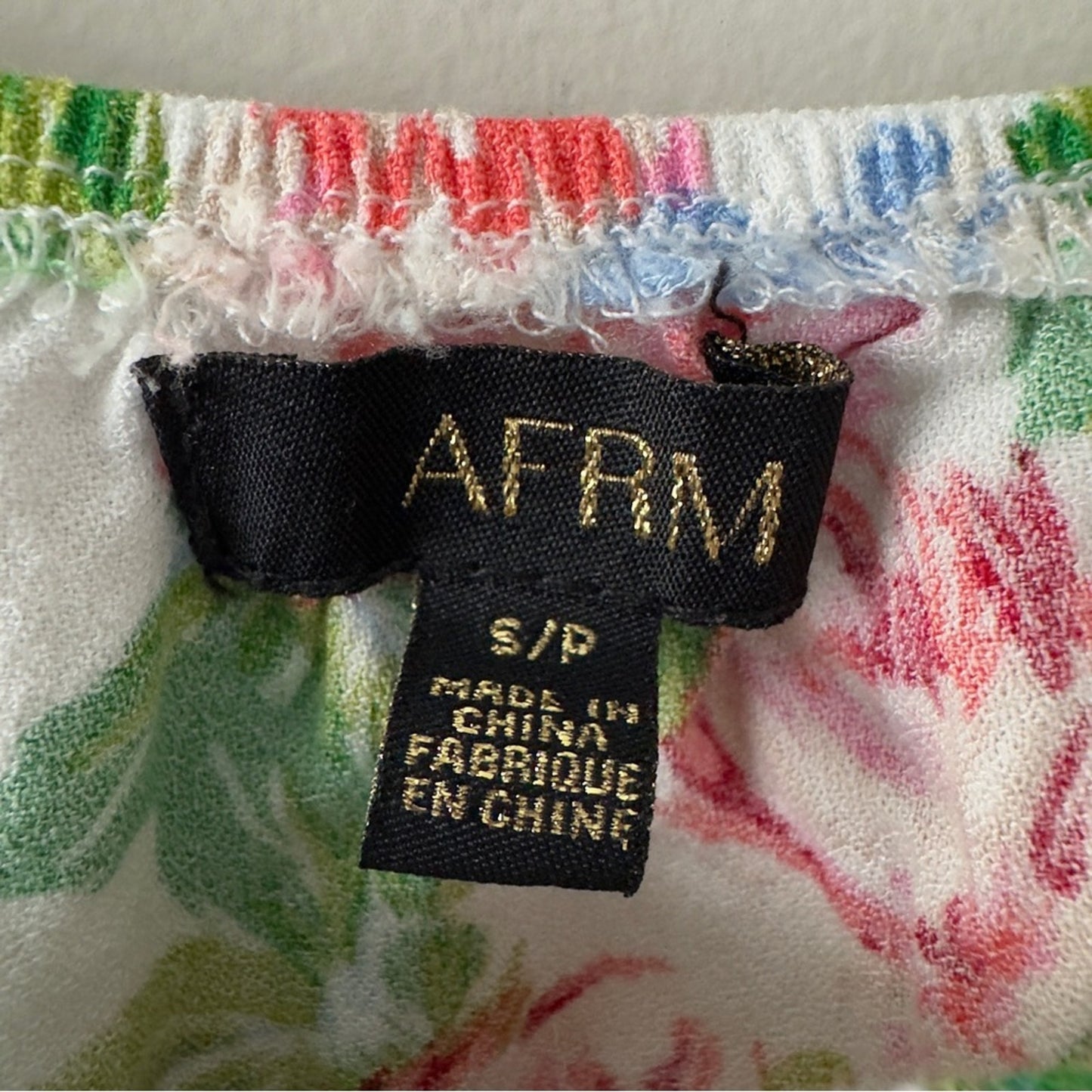 AFRM Revolve Sophie Smocked Top Floral Long Sleeve Square Neck Colorful Spring S