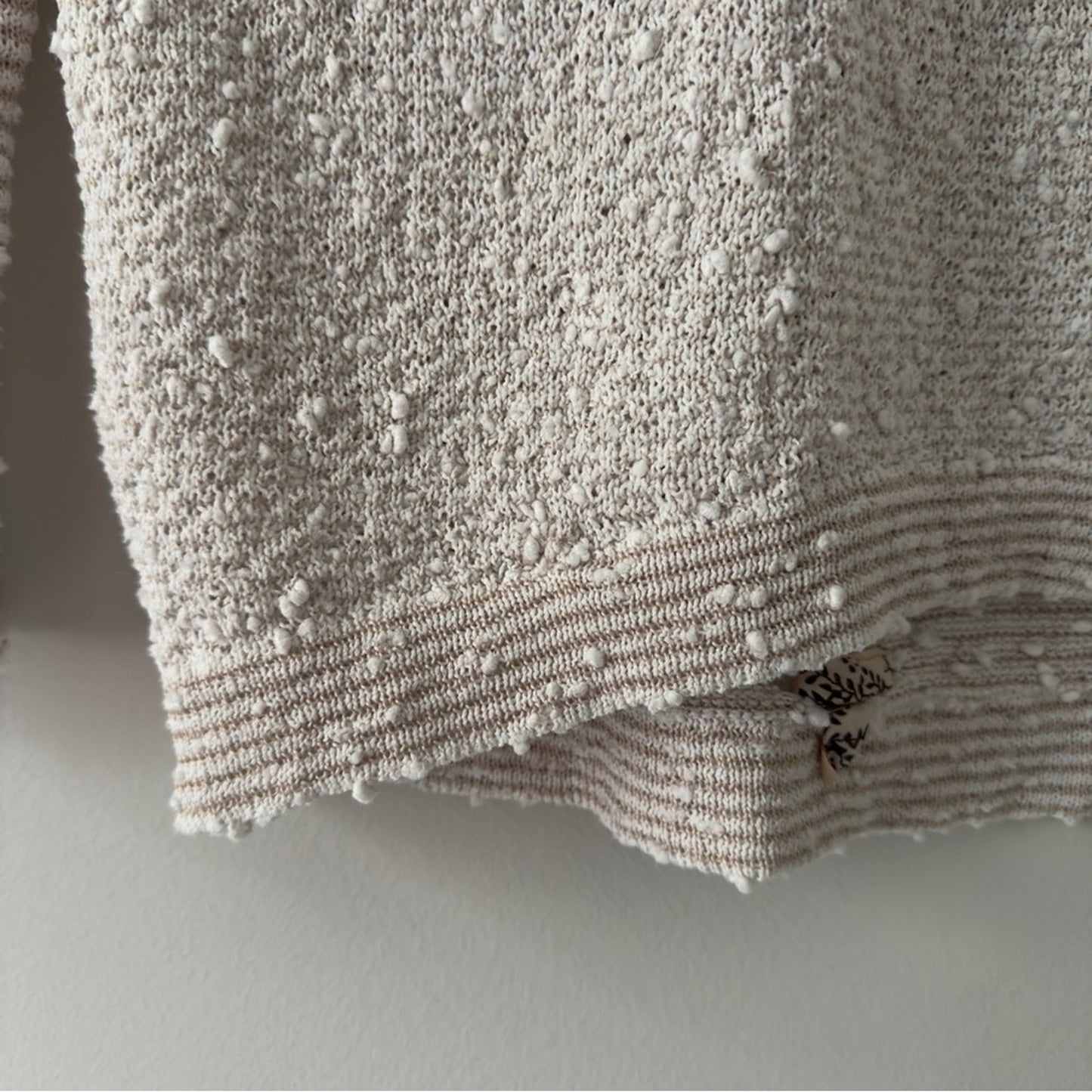 Anthropologie Akemi + Kin Cream Gray White Ribbon Embellished Knit Sweater Top