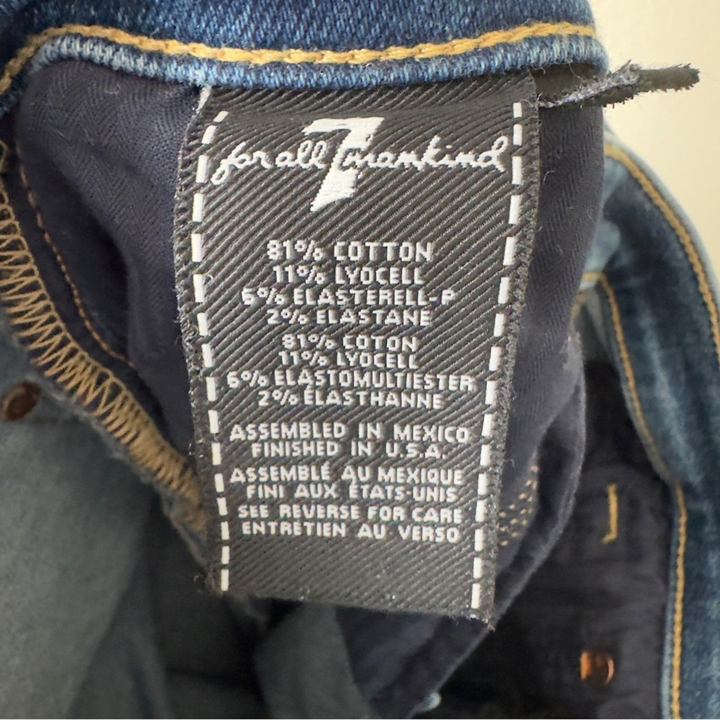 7 For All Mankind High Waist Slim Kick Jeans Dark Blue Wash Flare Jean denim EUC