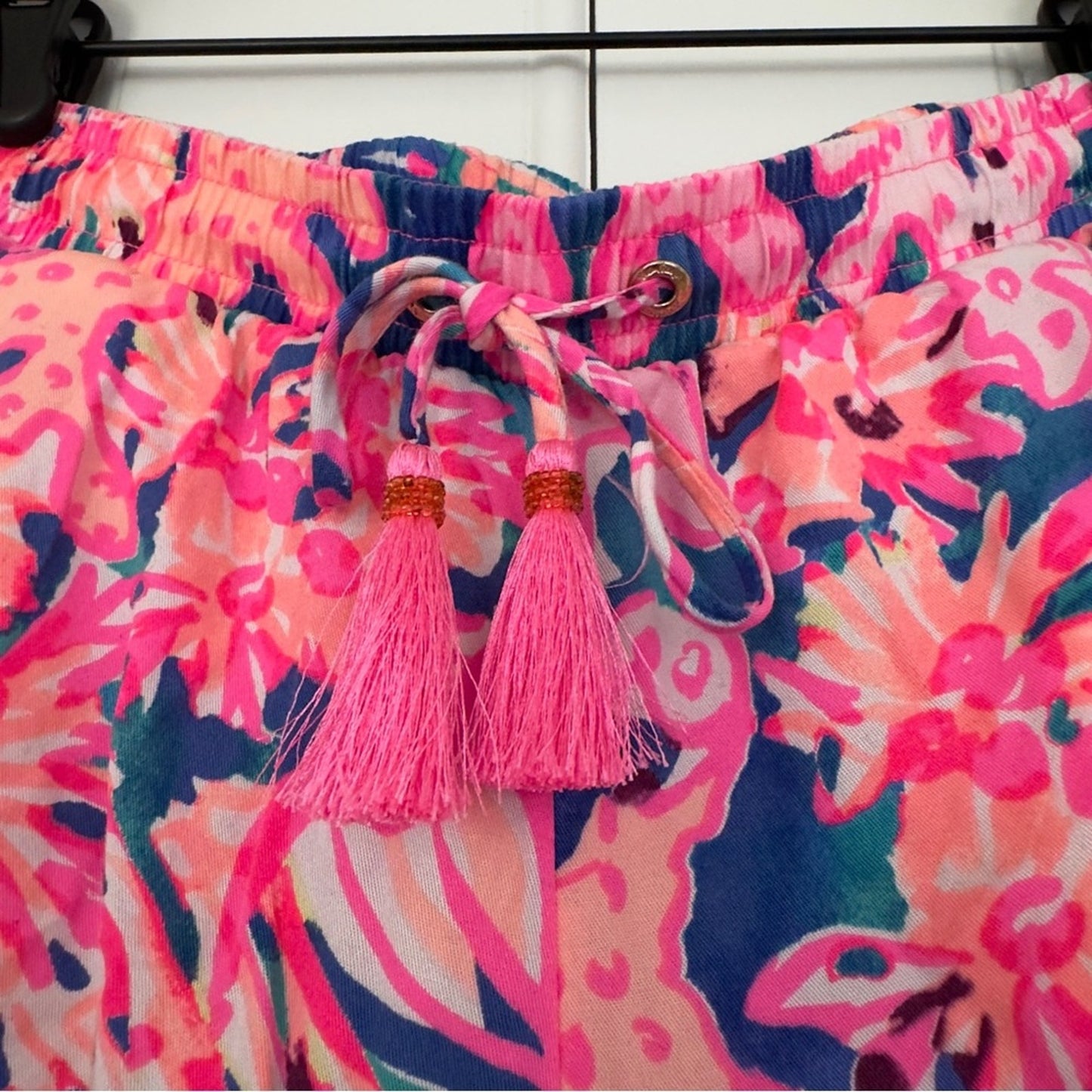 Lilly Pulitzer Underwater Print Jogger Pants Tassel Tie Adjustable Waist Preppy