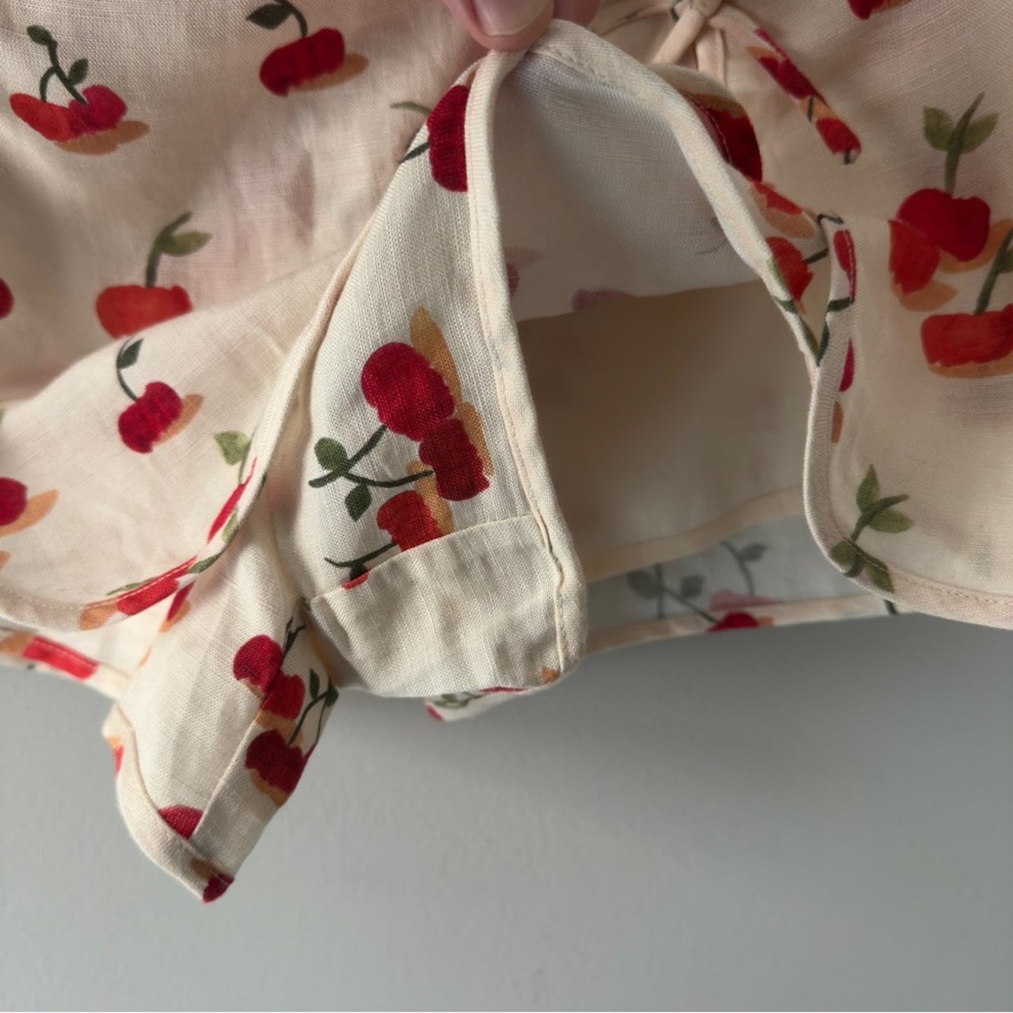 Farm Rio x Anthropologie Cherry Linen Blend Skort Bows Mini Skirt Shorts Zip Up