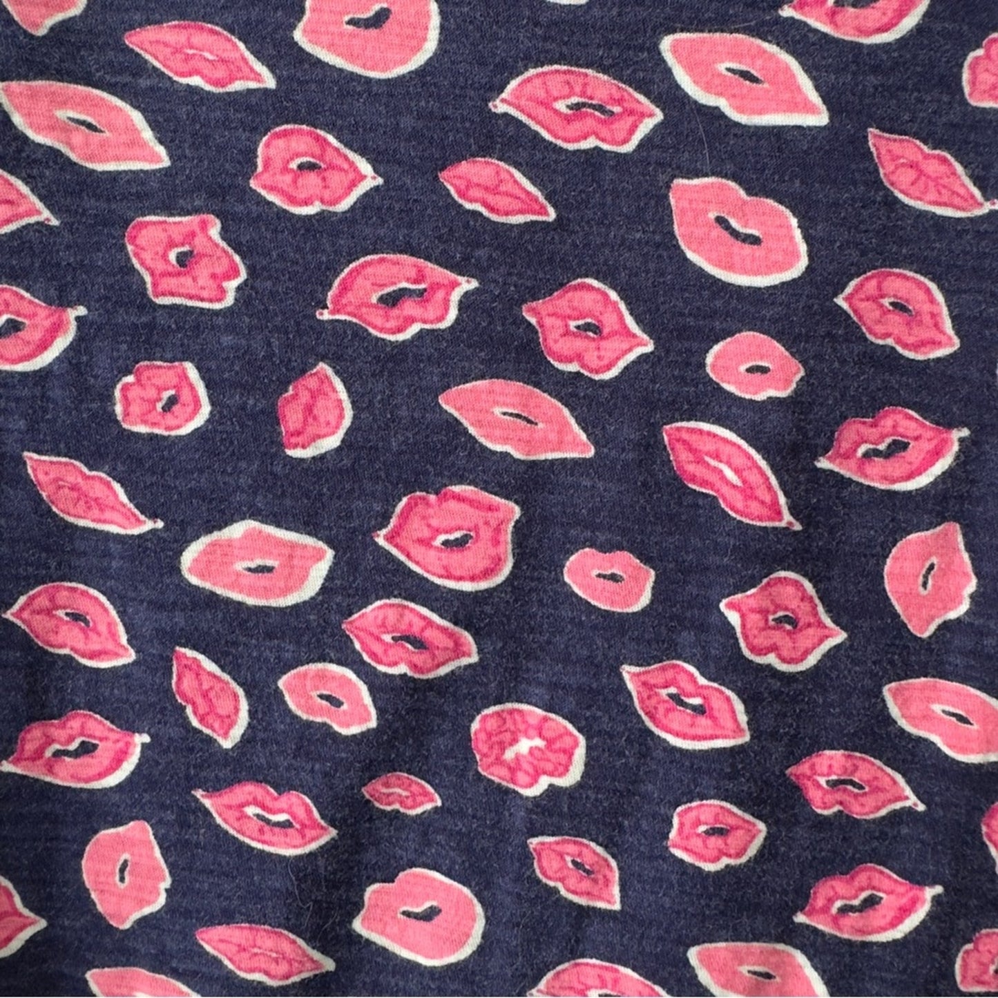 Lilly Pulitzer Somerset Dress Lips Pattern 100% cotton Pink Blue mini ruffle EUC